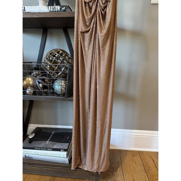 retrofete Oakley Mesh Embellished Gown Dress Sepia Womens Size Medium - Picture 7 of 12